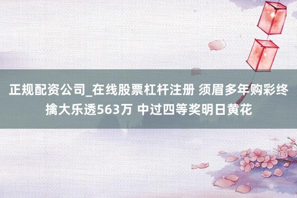 正规配资公司_在线股票杠杆注册 须眉多年购彩终擒大乐透563万 中过四等奖明日黄花