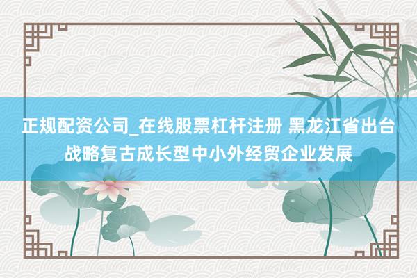 正规配资公司_在线股票杠杆注册 黑龙江省出台战略复古成长型中小外经贸企业发展