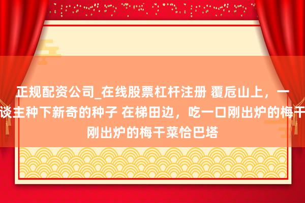 正规配资公司_在线股票杠杆注册 覆卮山上，一群年青东谈主种下新奇的种子 在梯田边，吃一口刚出炉的梅干菜恰巴塔